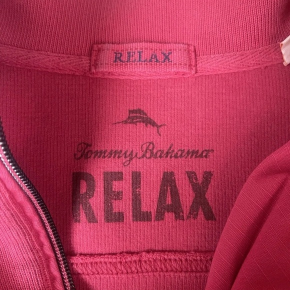 Tommy Bahama Relax Mens Large Red Long Sleeve All Cotton 1/4 zip Sweatshirt - Picture 8 of 8